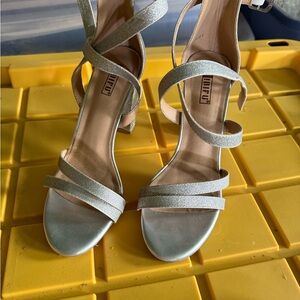 Nine West Shimmering Silver Strappy Heels